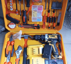 Set of tools box with 48v cordless drill machine