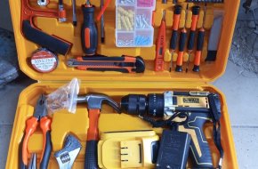 Set of tools box with 48v cordless drill machine
