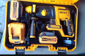 Ingco cordless hammer drill machine two batteries